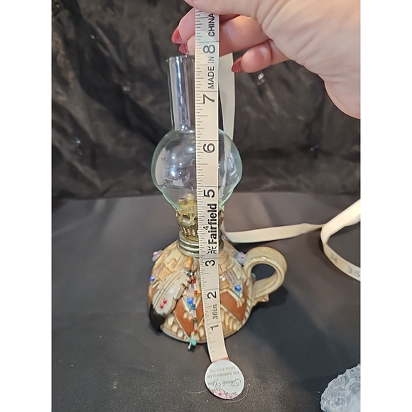 Vintage Handmade Miniature Pottery Oil Lamp Artist Signed - Picture 9 of 10